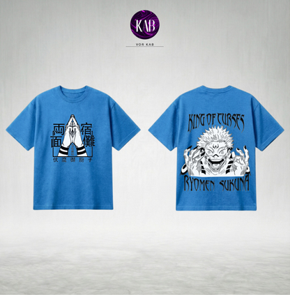 Sukuna "King of Curses" Blue Streetwear Tee.