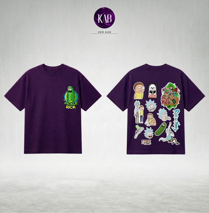 Rick and Morty "Multiverse Sticker" Purple T-shirt
