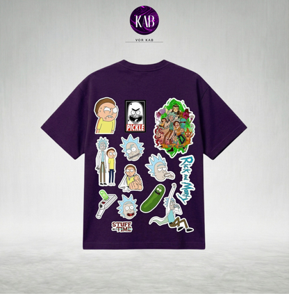 Rick and Morty "Multiverse Sticker" Purple T-shirt