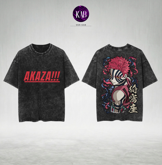 Demon Slayer: Blood Moon Akaza Acid Wash T-Shirt