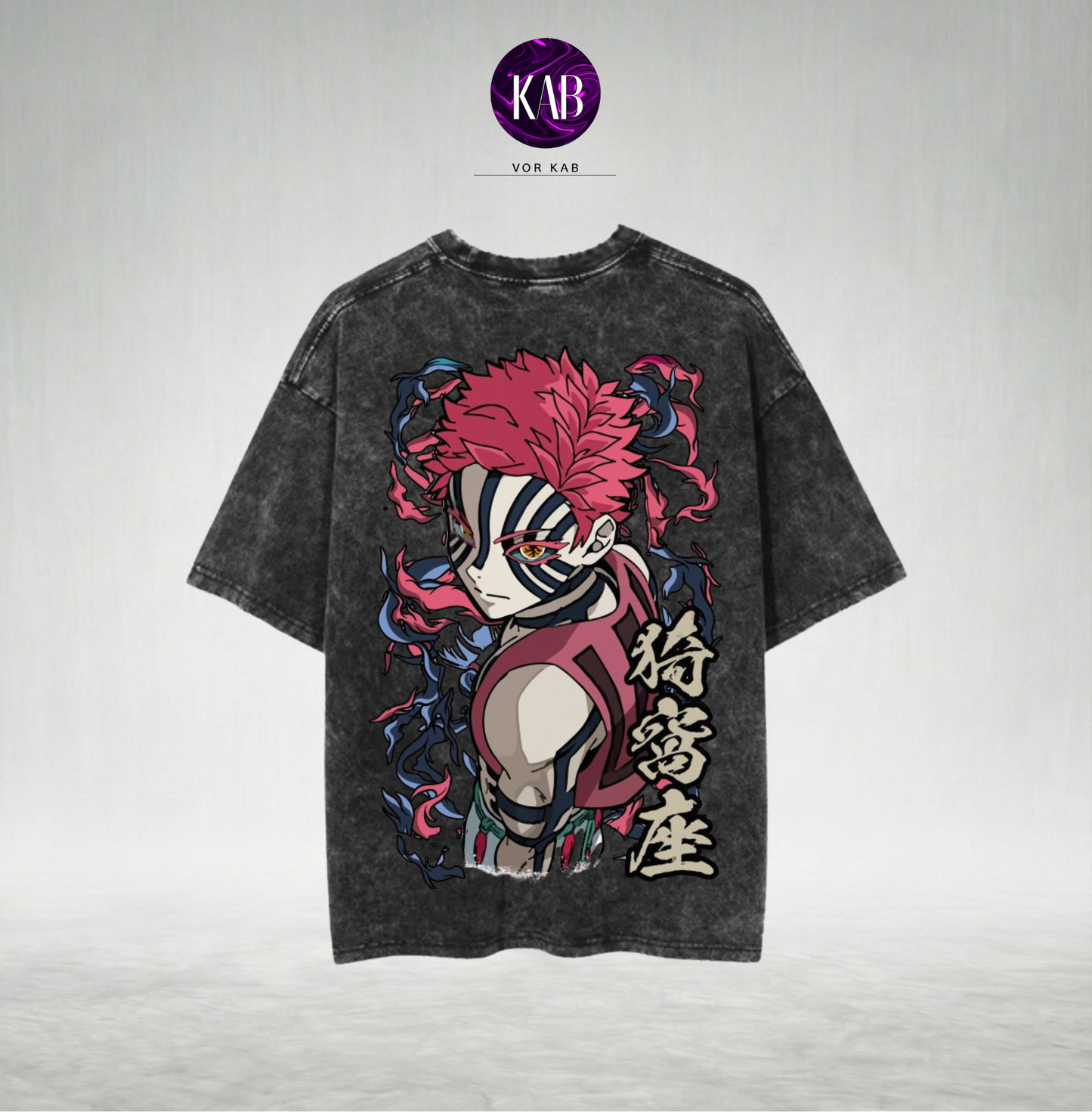 Demon Slayer: Blood Moon Akaza Acid Wash T-Shirt
